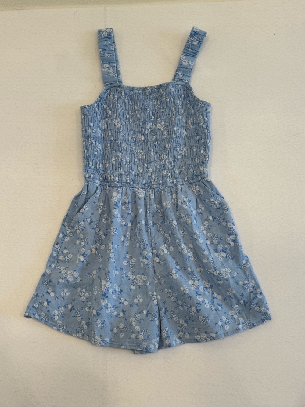 abercrombie kids Light Blue Floral Smocked Romper